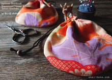 Load image into Gallery viewer, Repurposed Vintage Kimono Temari Kinchaku Purse, Orange Floral, tkvk0004
