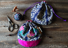 Load image into Gallery viewer, Repurposed Indian Floral Embroidery Temari Kinchaku (drawstring) Purse ⦿tkvu0008
