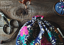 Load image into Gallery viewer, Repurposed Indian Floral Embroidery Temari Kinchaku (drawstring) Purse ⦿tkvu0008
