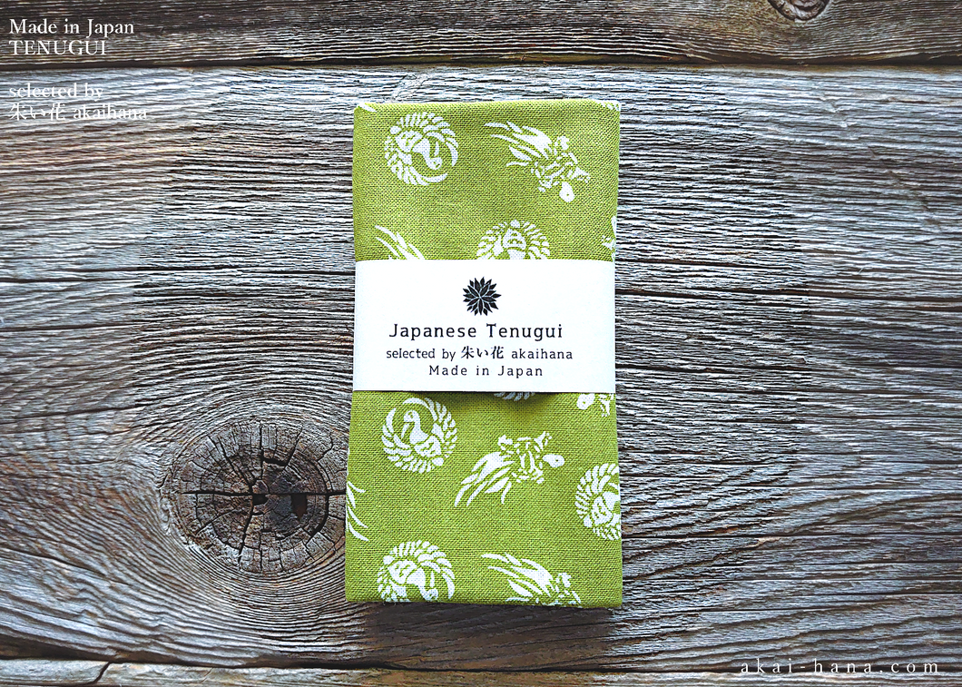 Japanese Printed Tenugui, Tsurukame (Crane & Turtle) tnkp0029