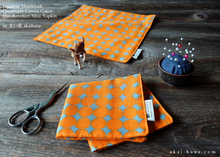 Load image into Gallery viewer, Quadruple Reversible Japanese Handkerchief, Orange Circles, 100% Japanese Cotton Gauze ⦿wghc0005
