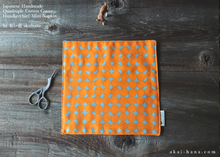 Load image into Gallery viewer, Quadruple Reversible Japanese Handkerchief, Orange Circles, 100% Japanese Cotton Gauze ⦿wghc0005

