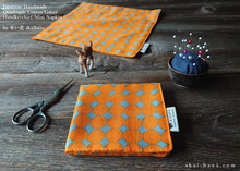 Load image into Gallery viewer, Quadruple Reversible Japanese Handkerchief, Orange Circles, 100% Japanese Cotton Gauze ⦿wghc0005
