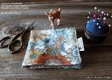 Load image into Gallery viewer, Quadruple Reversible Japanese Handkerchief, Flower Garden Yellow ⦿wghc0019
