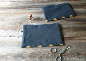 Repurposed Vintage Kimono Obi Small Travel Clutch/Passport Case, Yoshiwara Tsunagi Black x Gold