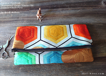Load image into Gallery viewer, Repurposed Vintage Kimono Obi Foldover Clutch, Japanese Handmade, zc25f0001
