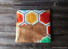 Load image into Gallery viewer, Repurposed Vintage Kimono Obi Foldover Clutch, Japanese Handmade, zc25f0001
